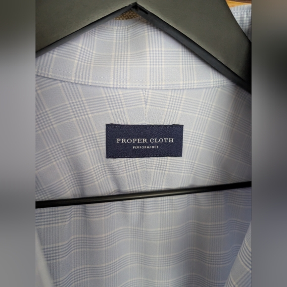 Proper Cloth Performance Blue Plaid Dress Shirt - Picture 3 of 5